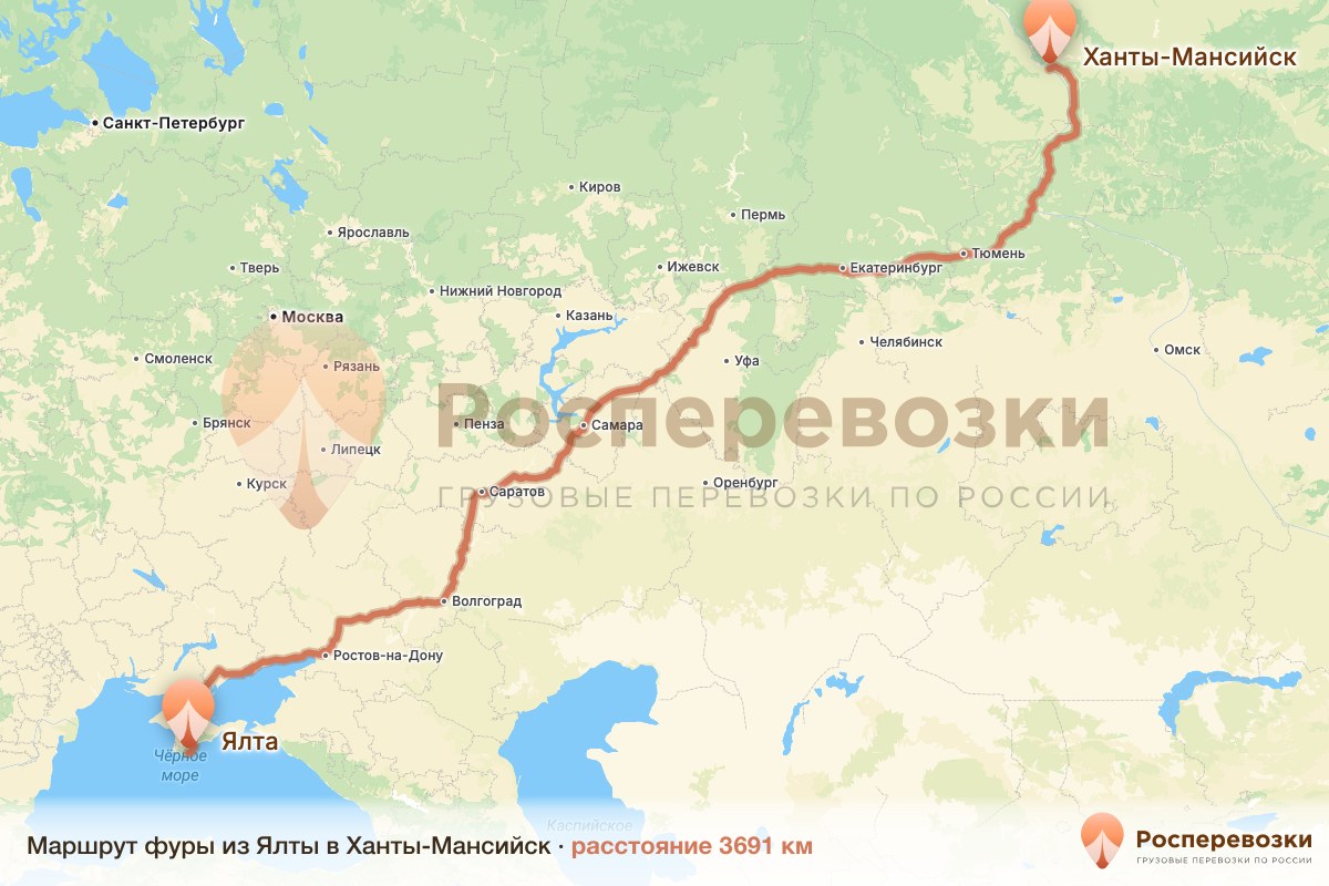 Фура Ялта Ханты-Мансийск