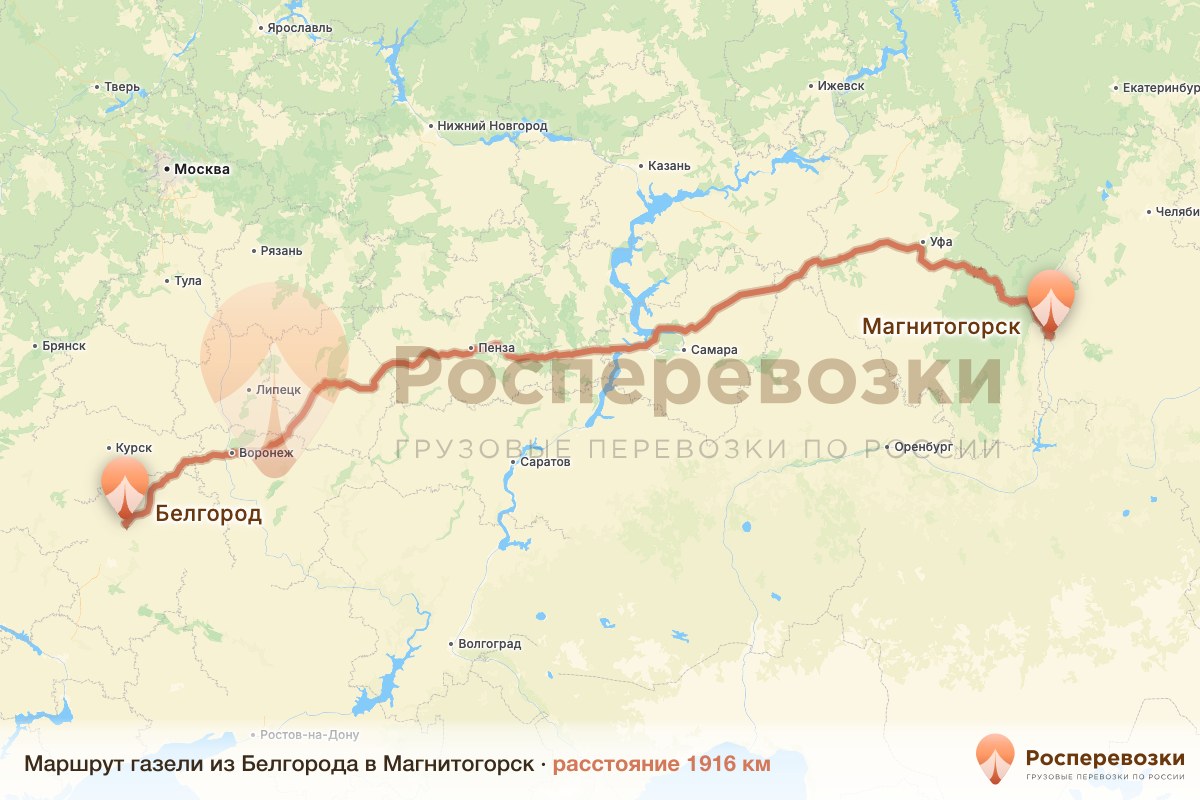 Газель Белгород Магнитогорск