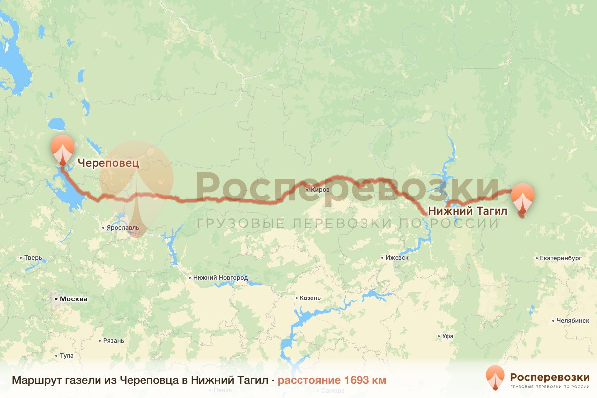 Газель Череповец Нижний Тагил