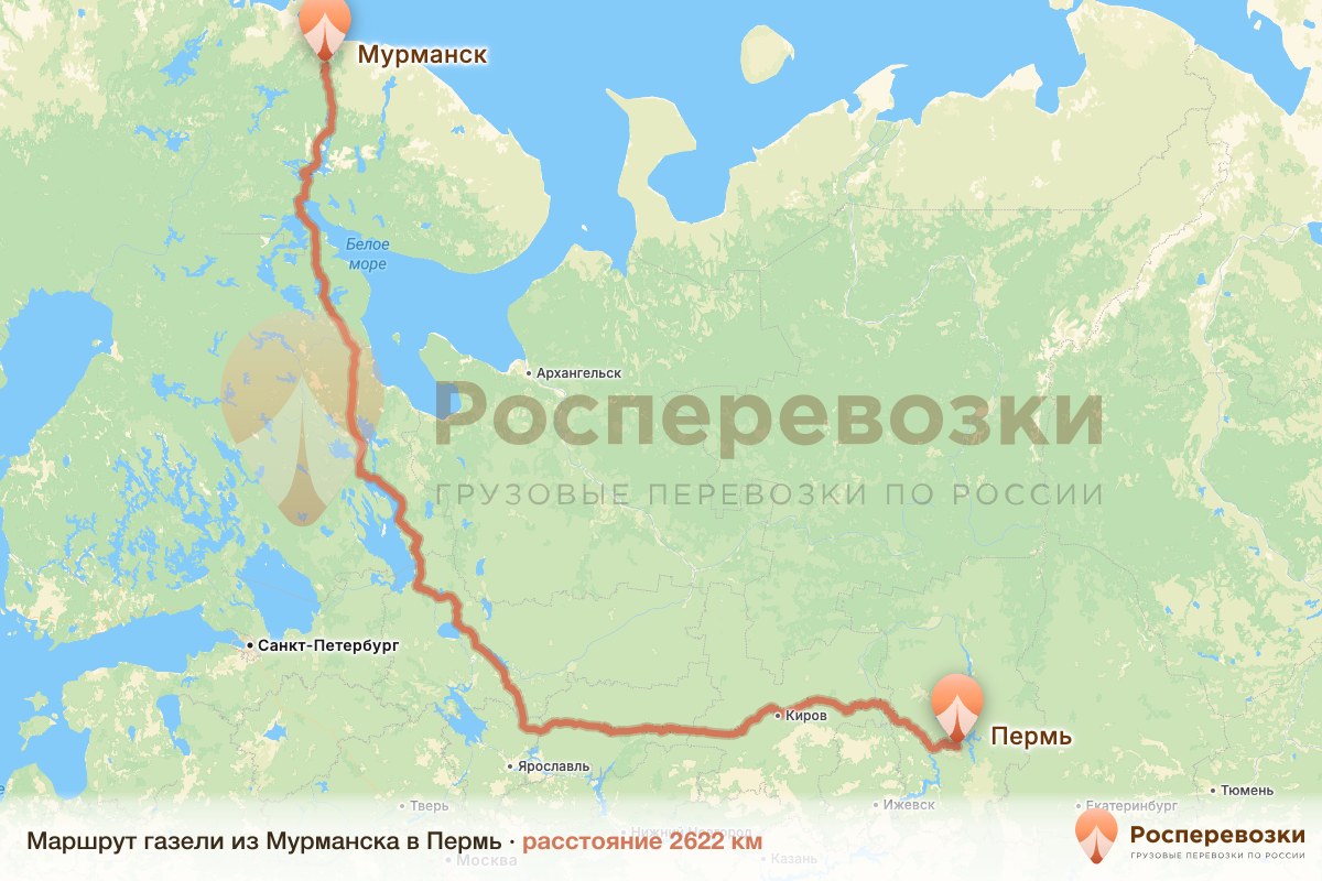 Газель Мурманск Пермь
