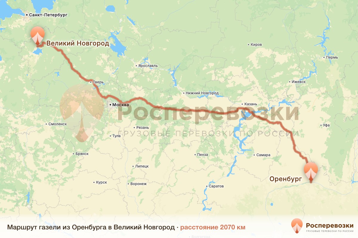 Газель Оренбург Великий Новгород