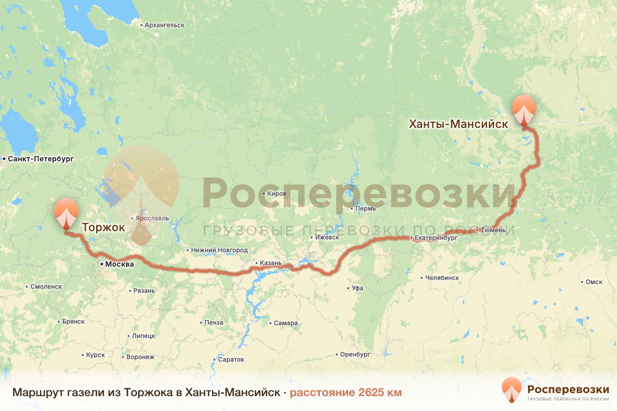 Газель Торжок Ханты-Мансийск