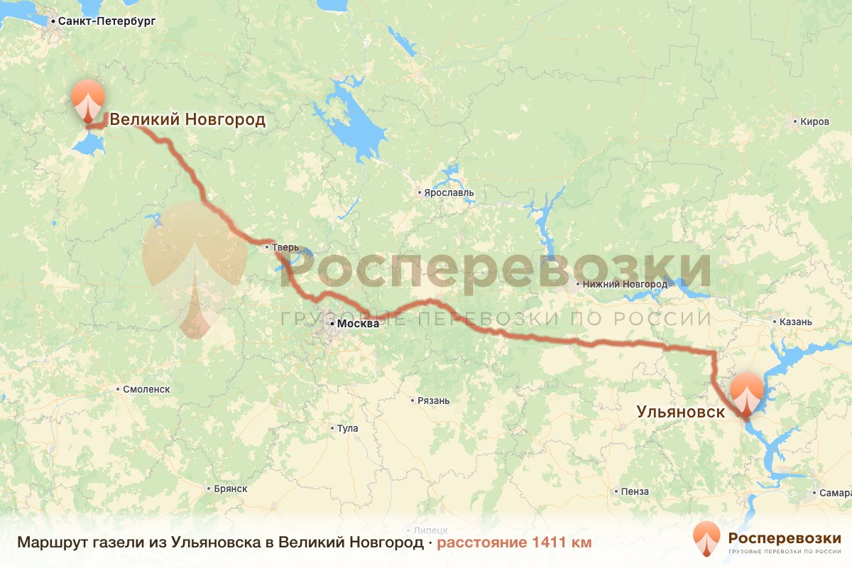 Газель Ульяновск Великий Новгород