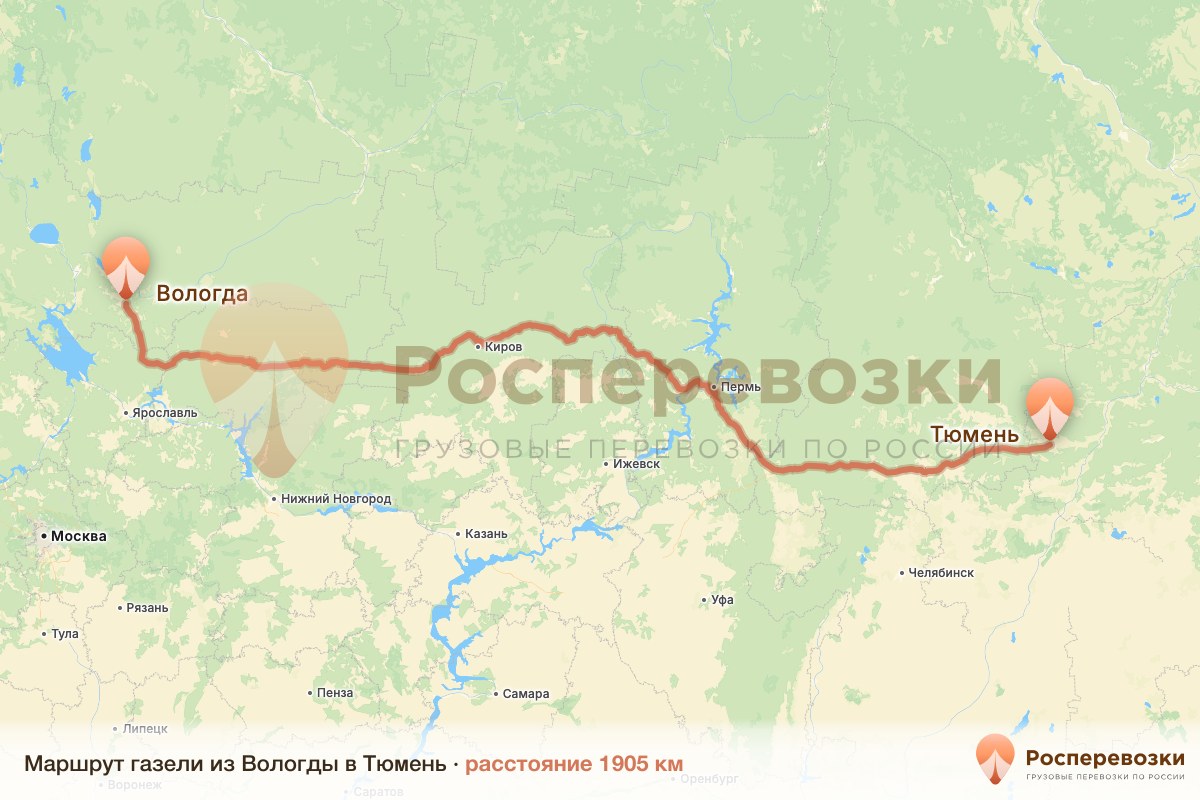 Газель Вологда Тюмень