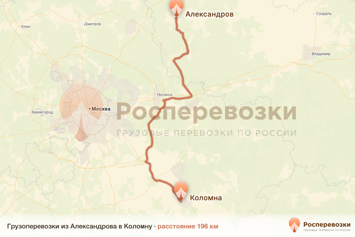 Грузоперевозки Александров Коломна