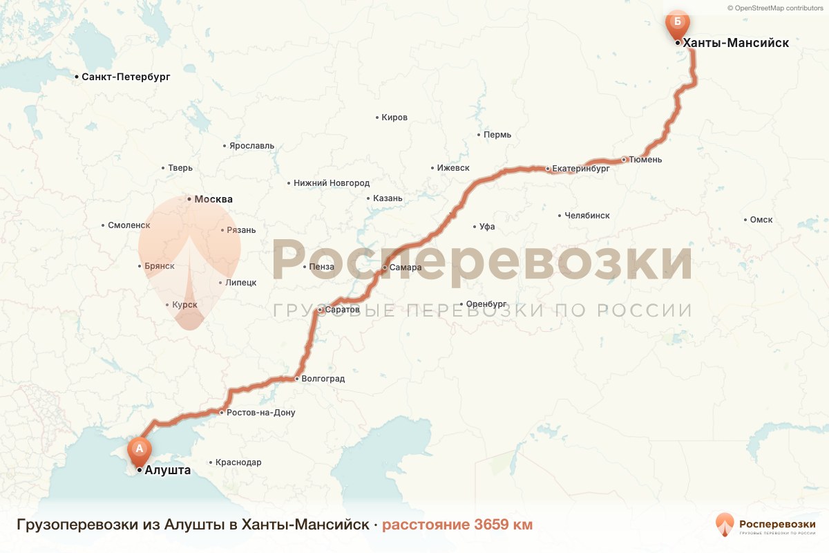 Грузоперевозки Алушта Ханты-Мансийск