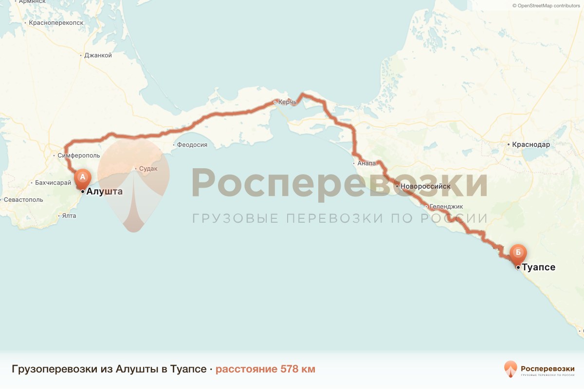 Грузоперевозки Алушта Туапсе