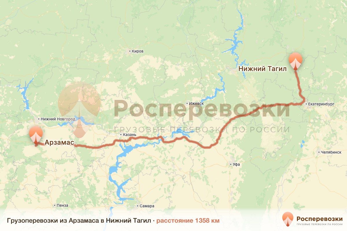 Грузоперевозки Арзамас Нижний Тагил