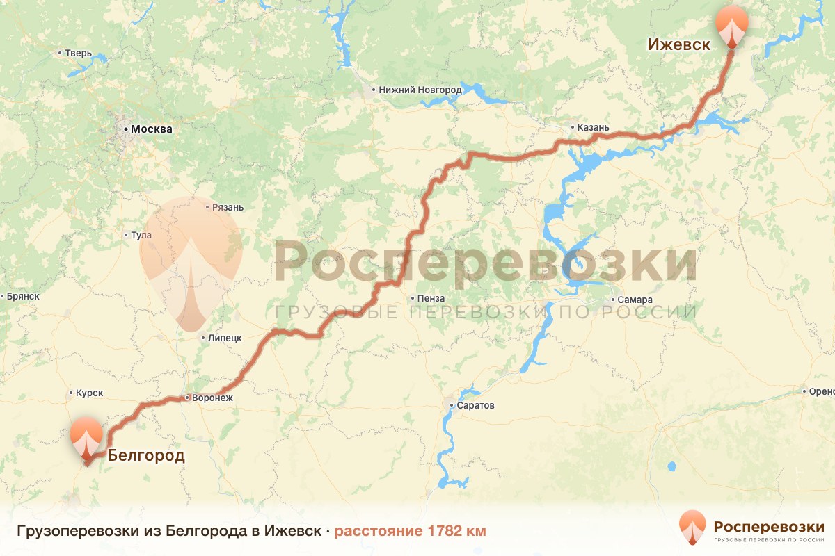 Грузоперевозки Белгород Ижевск