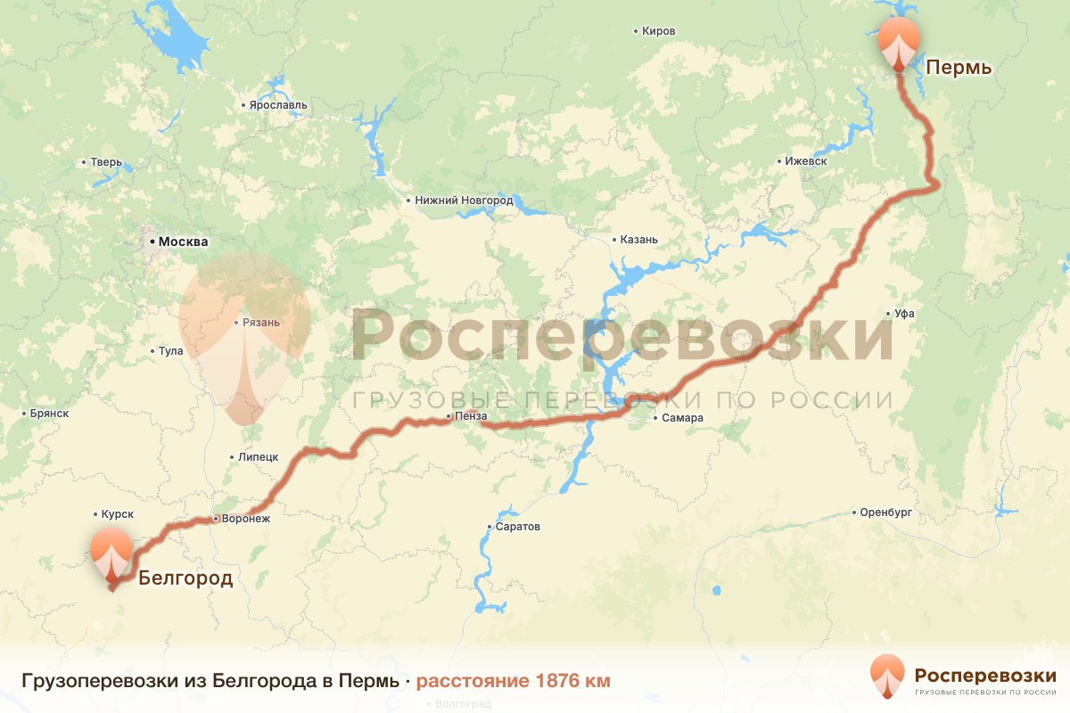 Грузоперевозки Белгород Пермь