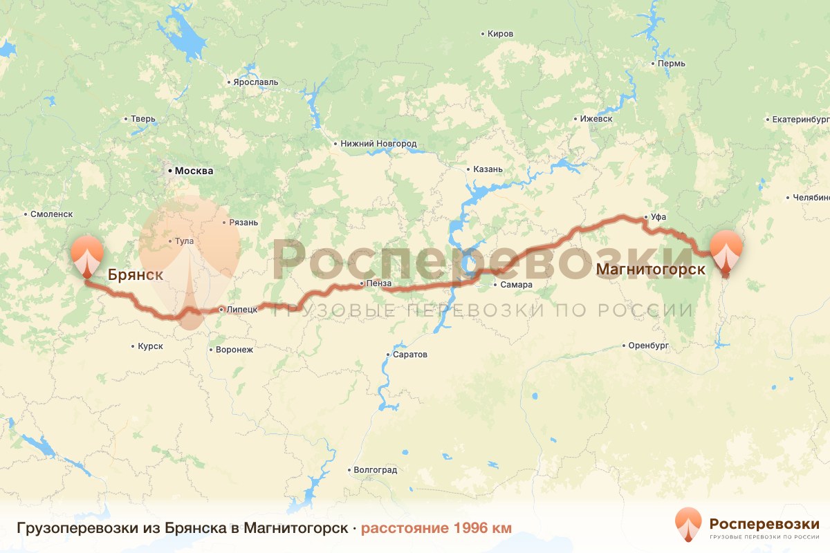 Грузоперевозки Брянск Магнитогорск