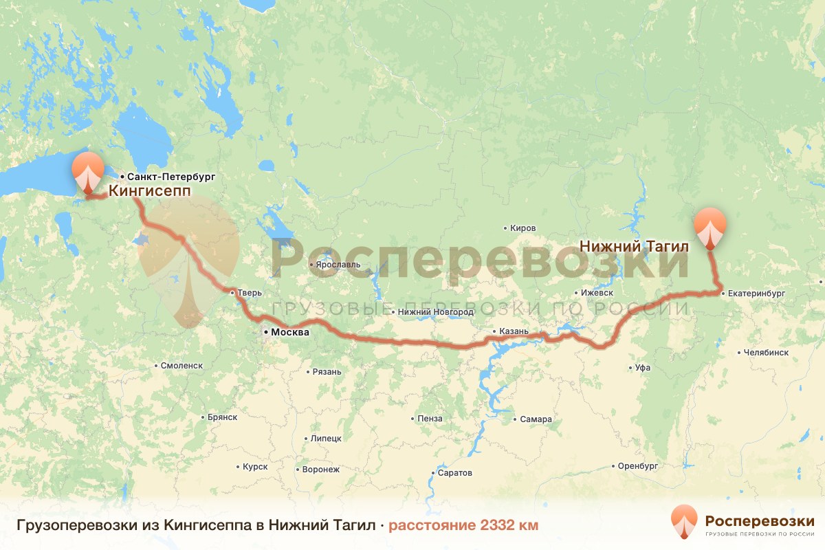 Грузоперевозки Кингисепп Нижний Тагил