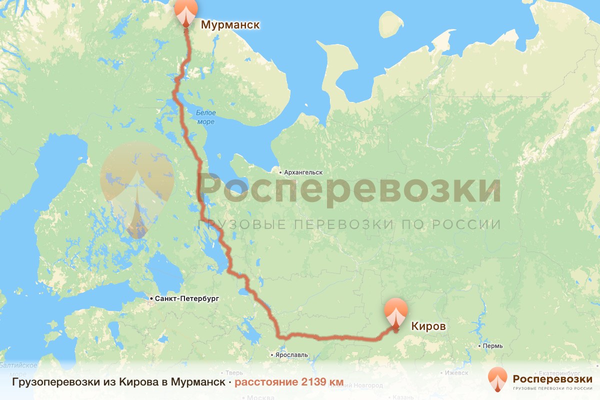 Грузоперевозки Киров Мурманск