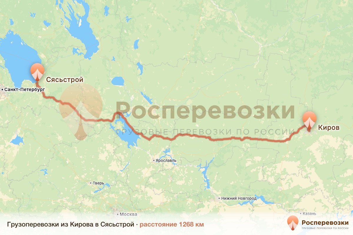 Грузоперевозки Киров Сясьстрой