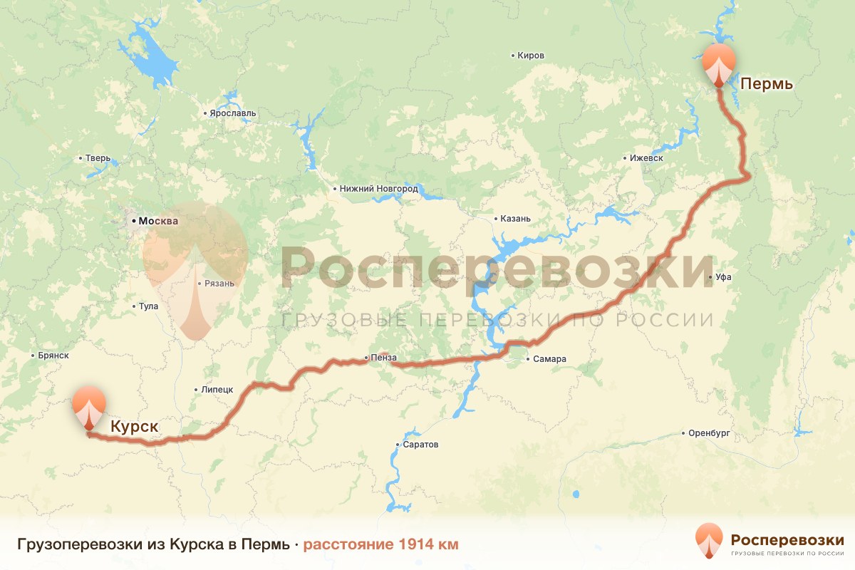 Грузоперевозки Курск Пермь