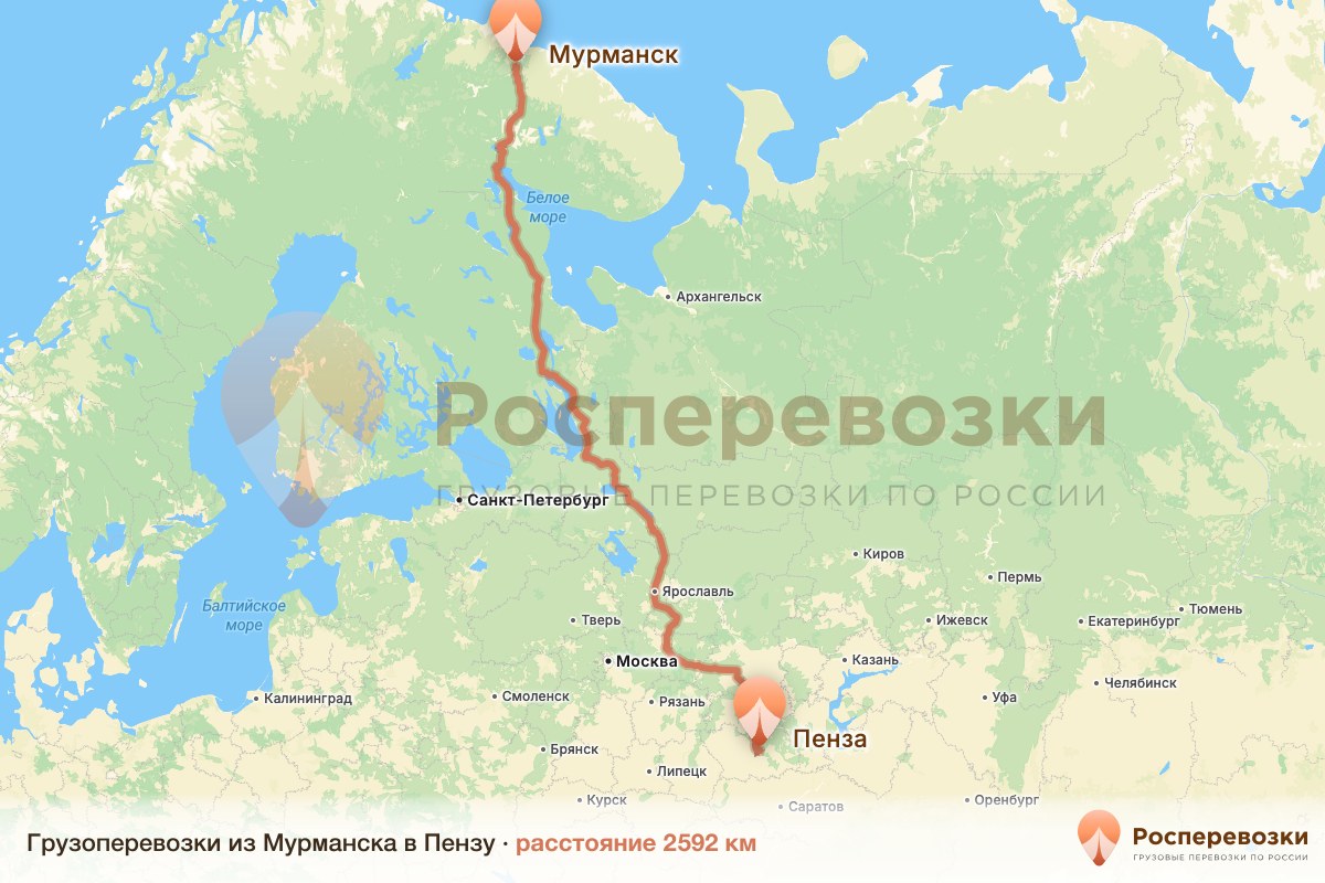 Грузоперевозки Мурманск Пенза