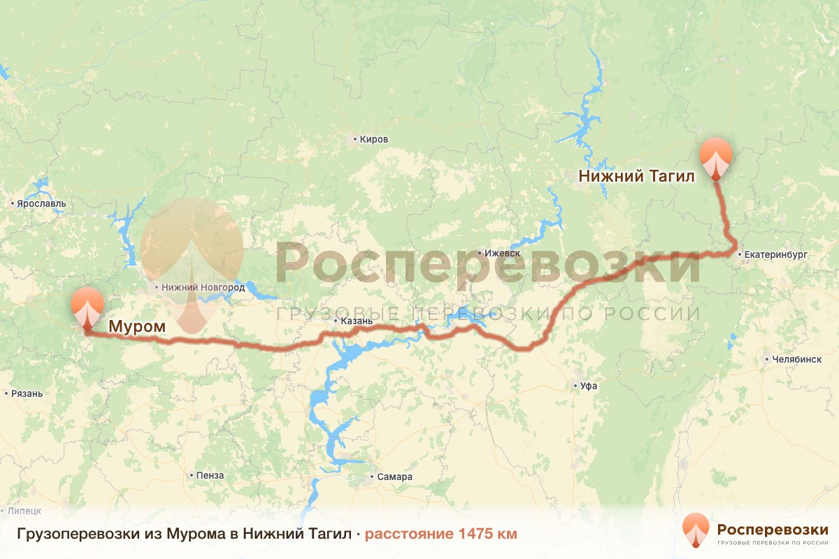 Грузоперевозки Муром Нижний Тагил