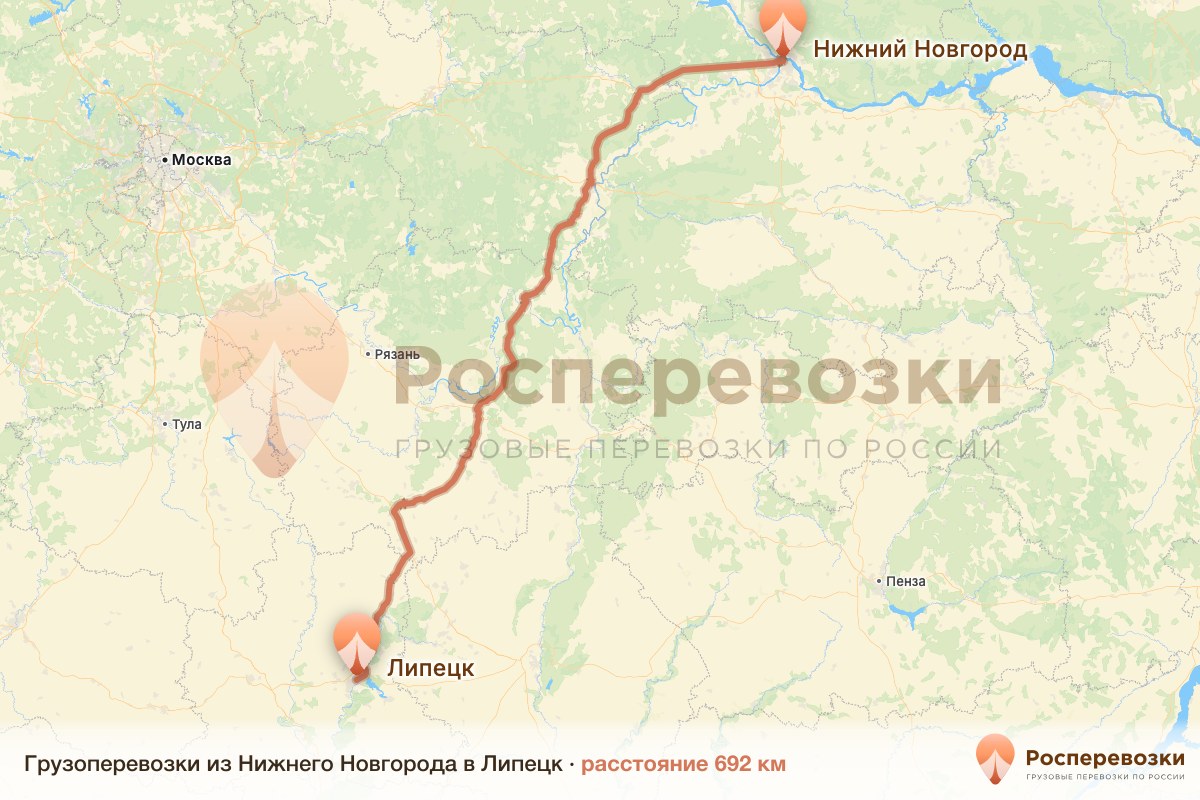 Грузоперевозки Нижний Новгород Липецк