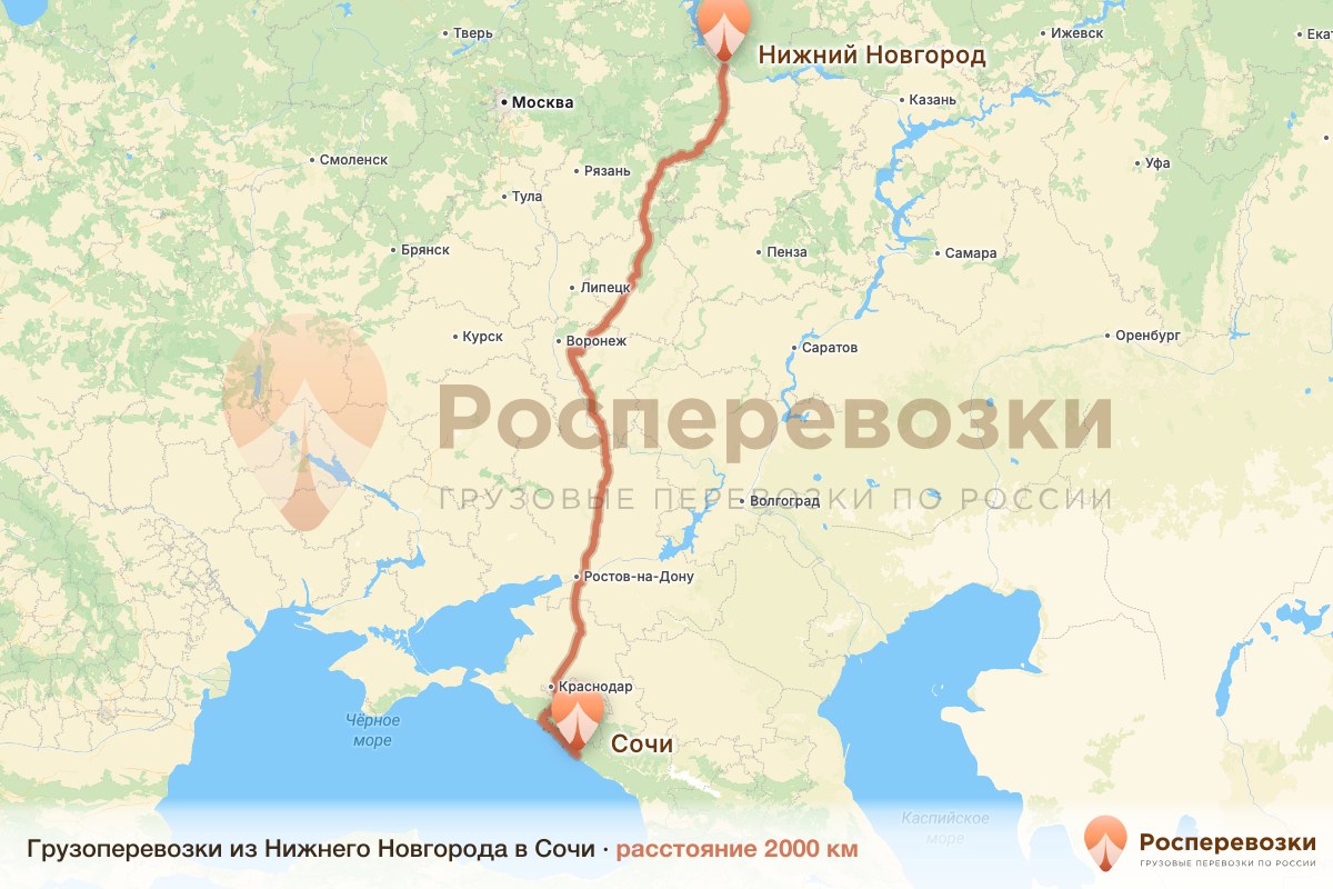 Грузоперевозки Нижний Новгород Сочи