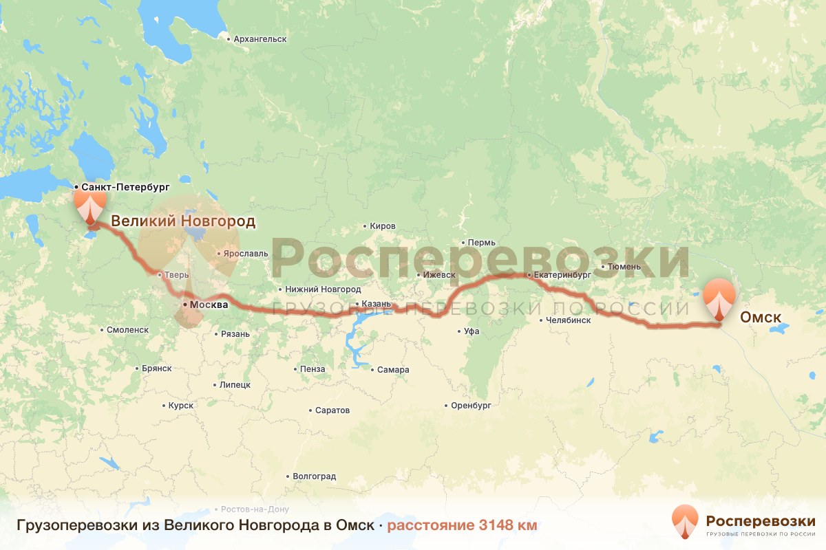 Грузоперевозки Великий Новгород Омск