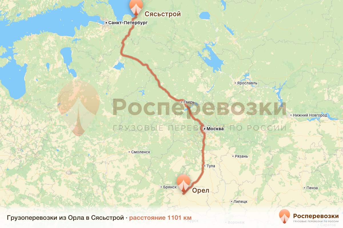 Грузоперевозки Орел Сясьстрой
