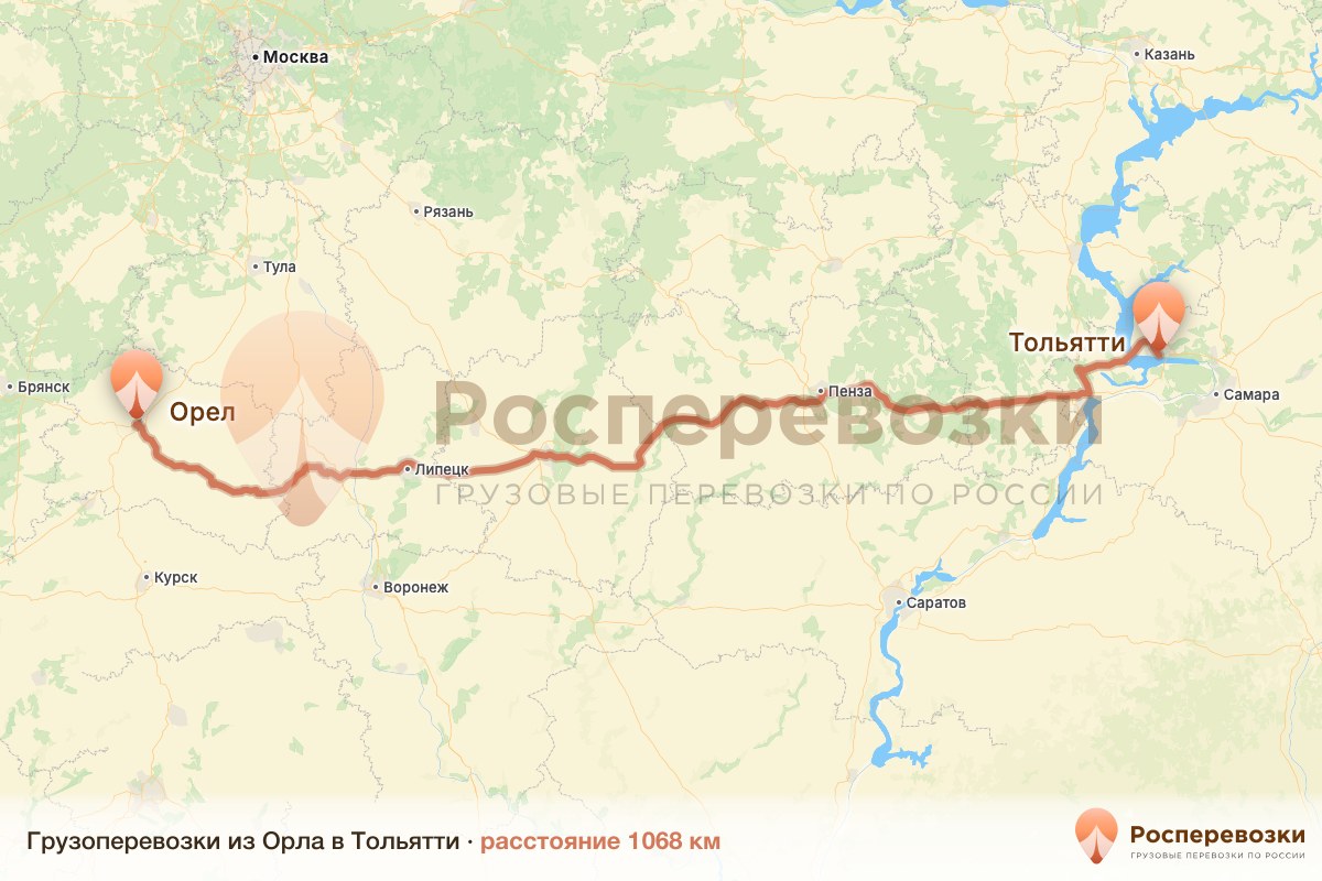 Грузоперевозки Орел Тольятти