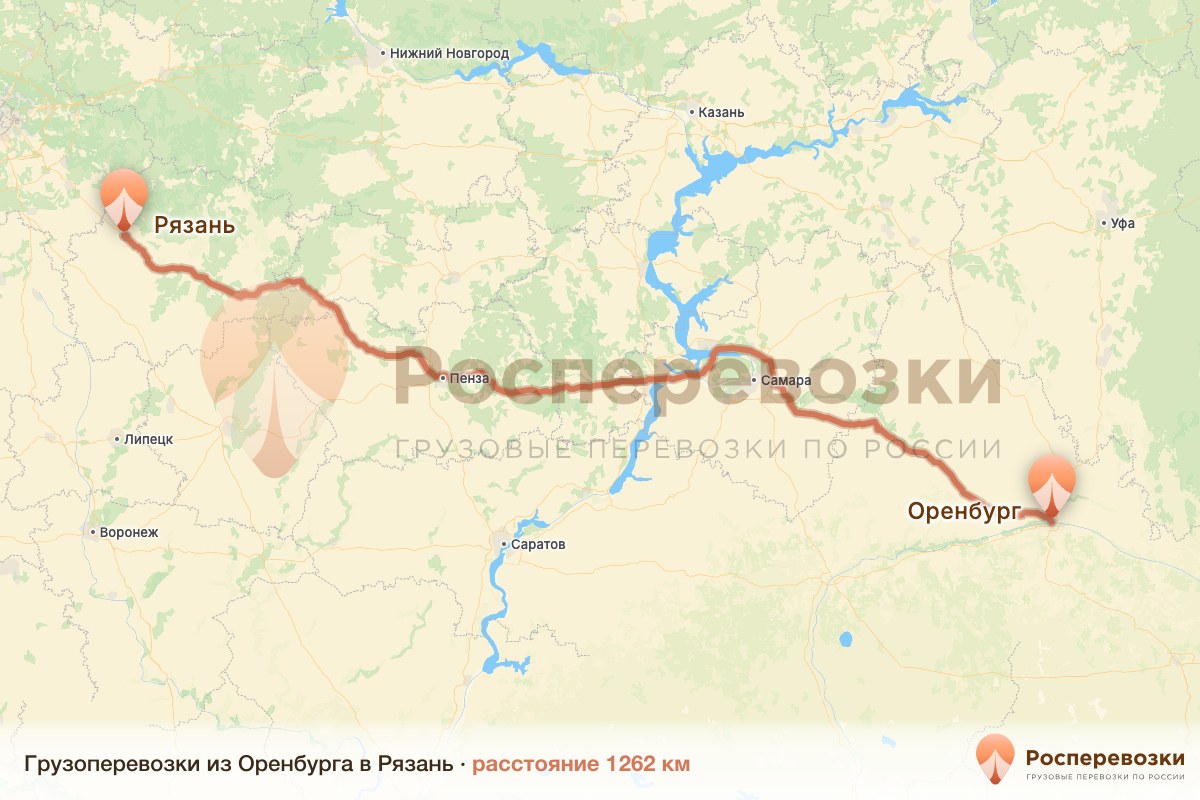 Грузоперевозки Оренбург Рязань