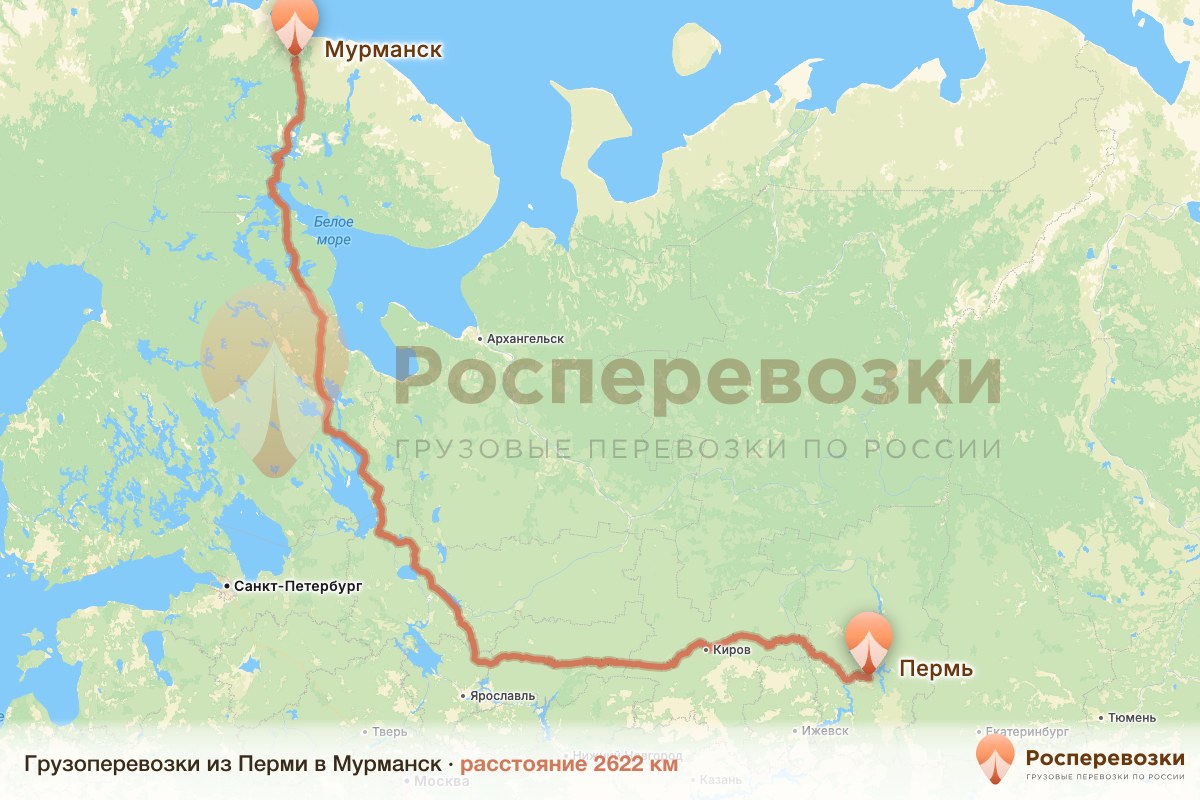 Грузоперевозки Пермь Мурманск