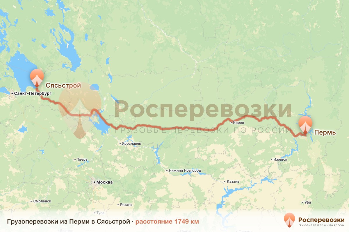 Грузоперевозки Пермь Сясьстрой