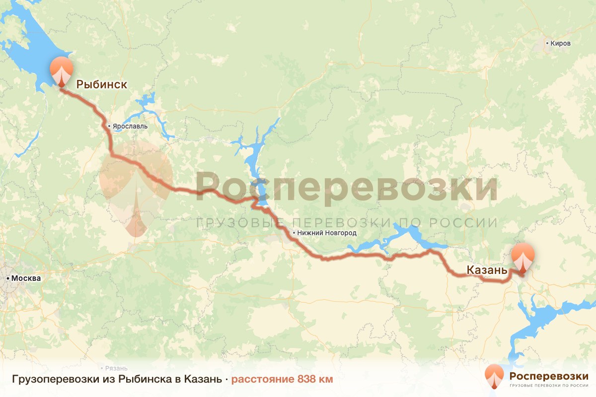 Грузоперевозки Рыбинск Казань