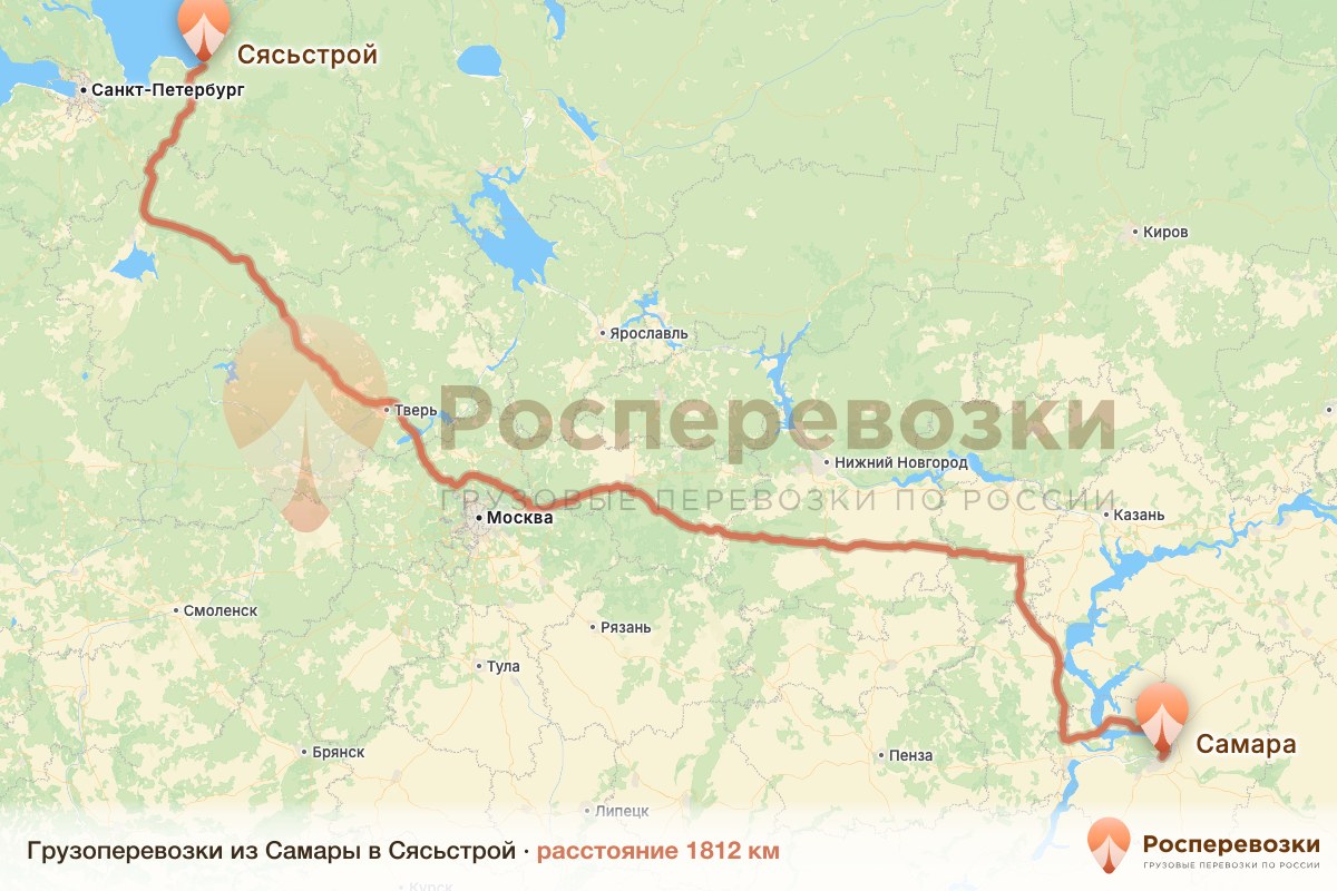 Грузоперевозки Самара Сясьстрой