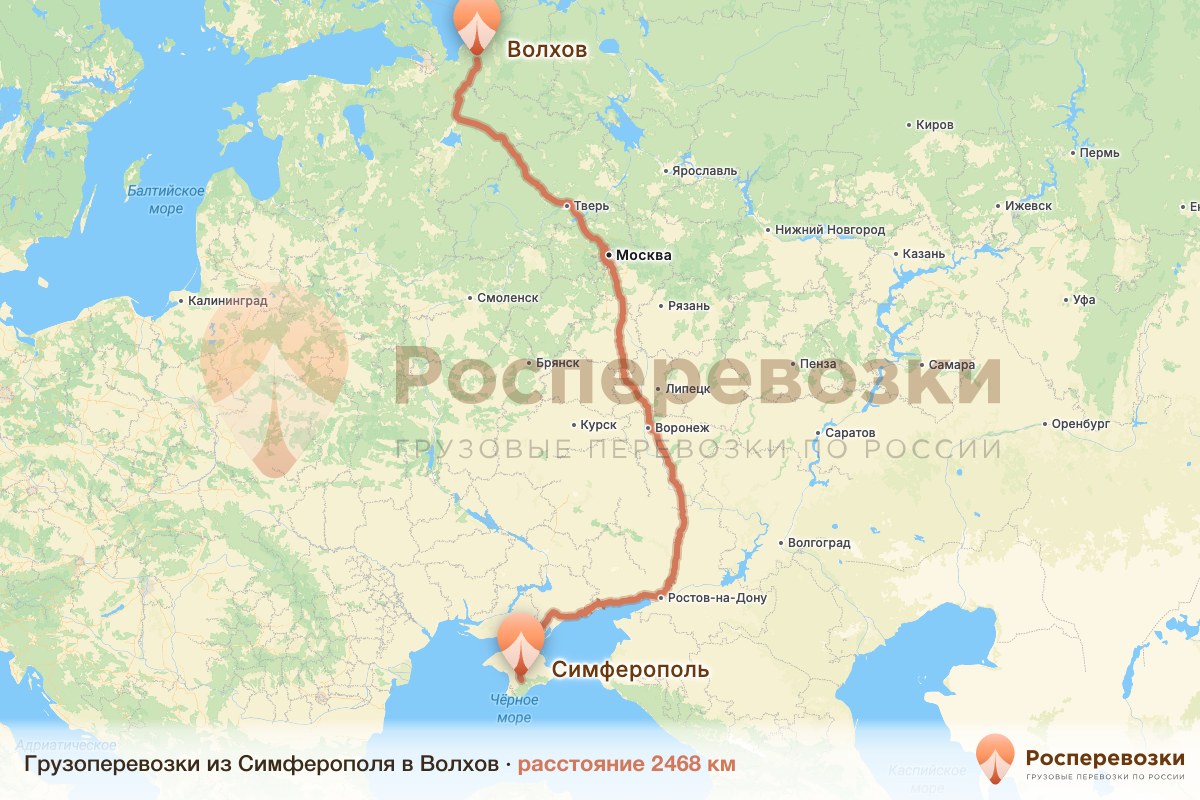 Грузоперевозки Симферополь Волхов