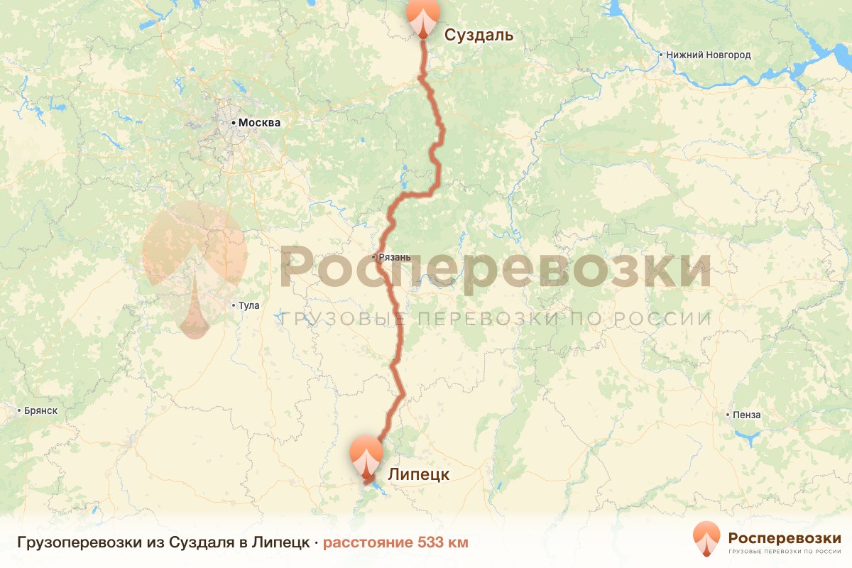 Грузоперевозки Суздаль Липецк