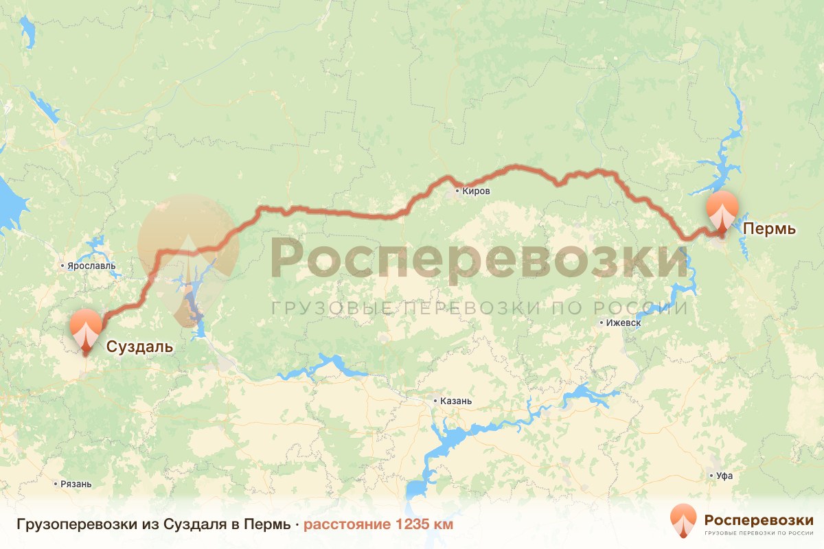 Грузоперевозки Суздаль Пермь