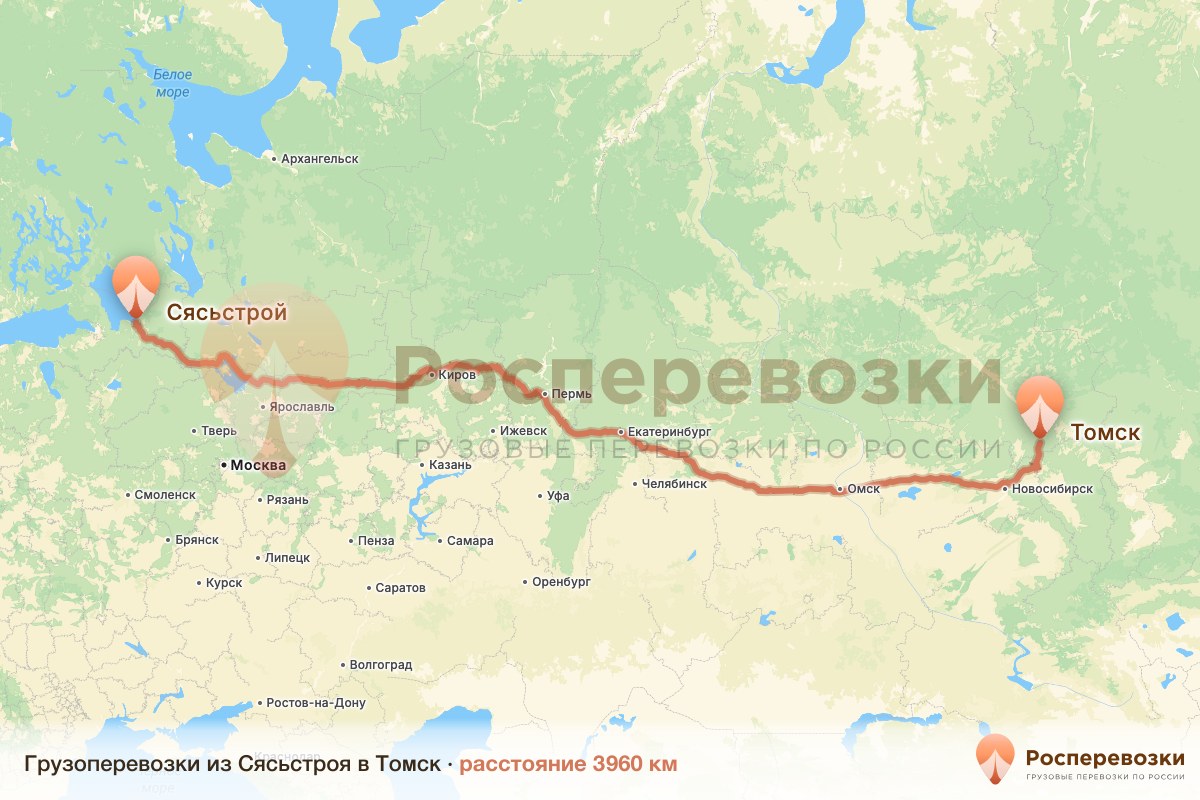 Грузоперевозки Сясьстрой Томск
