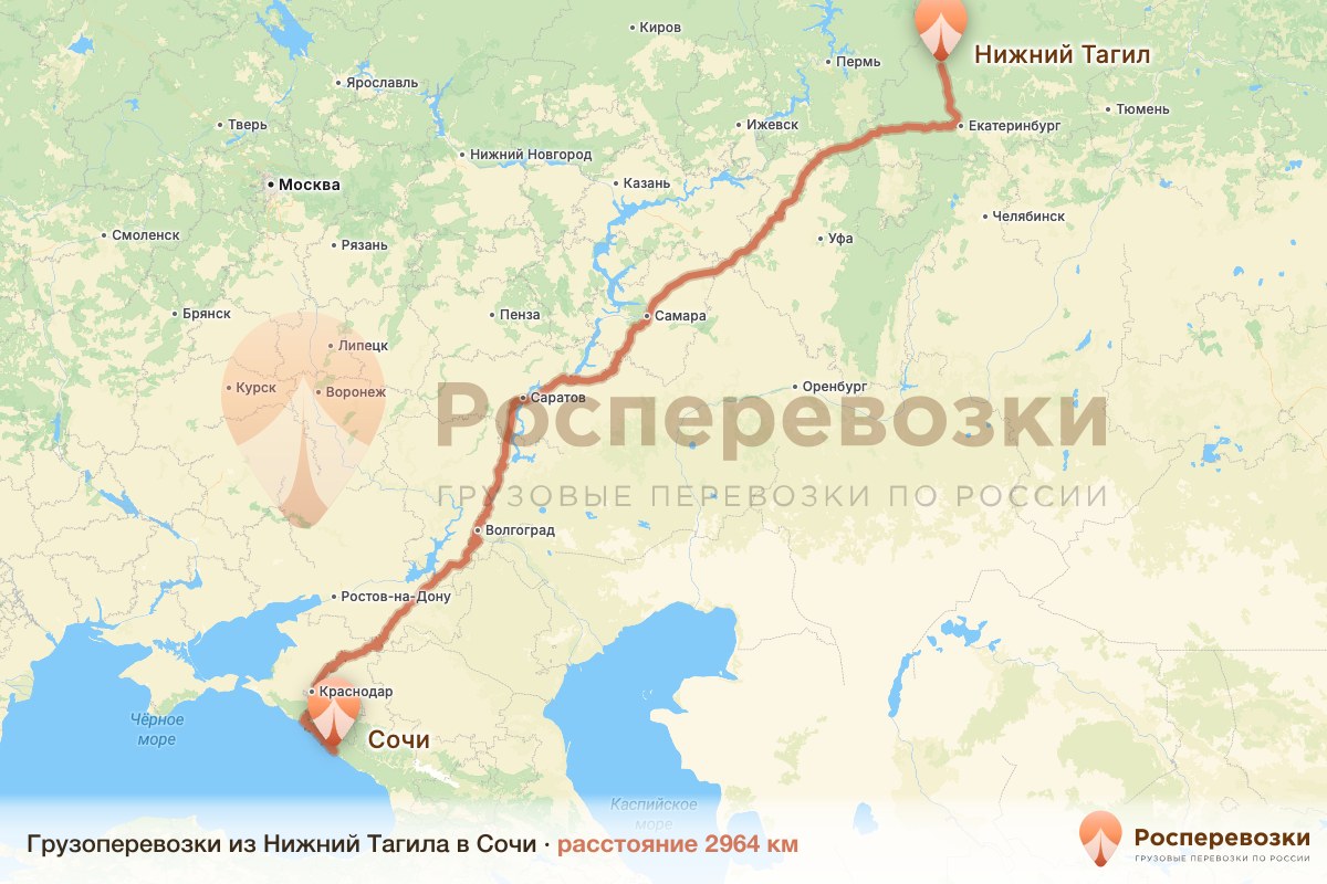 Грузоперевозки Нижний Тагил Сочи