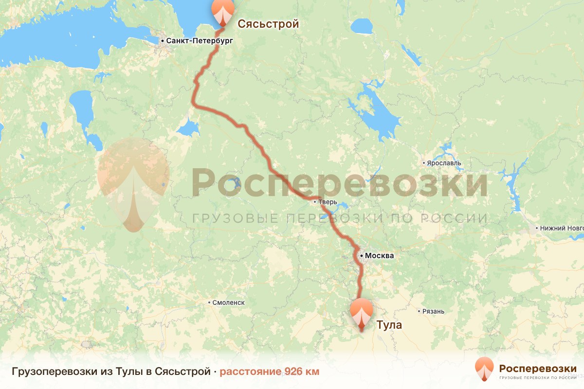 Грузоперевозки Тула Сясьстрой