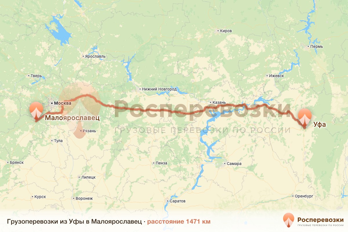 Грузоперевозки Уфа Малоярославец