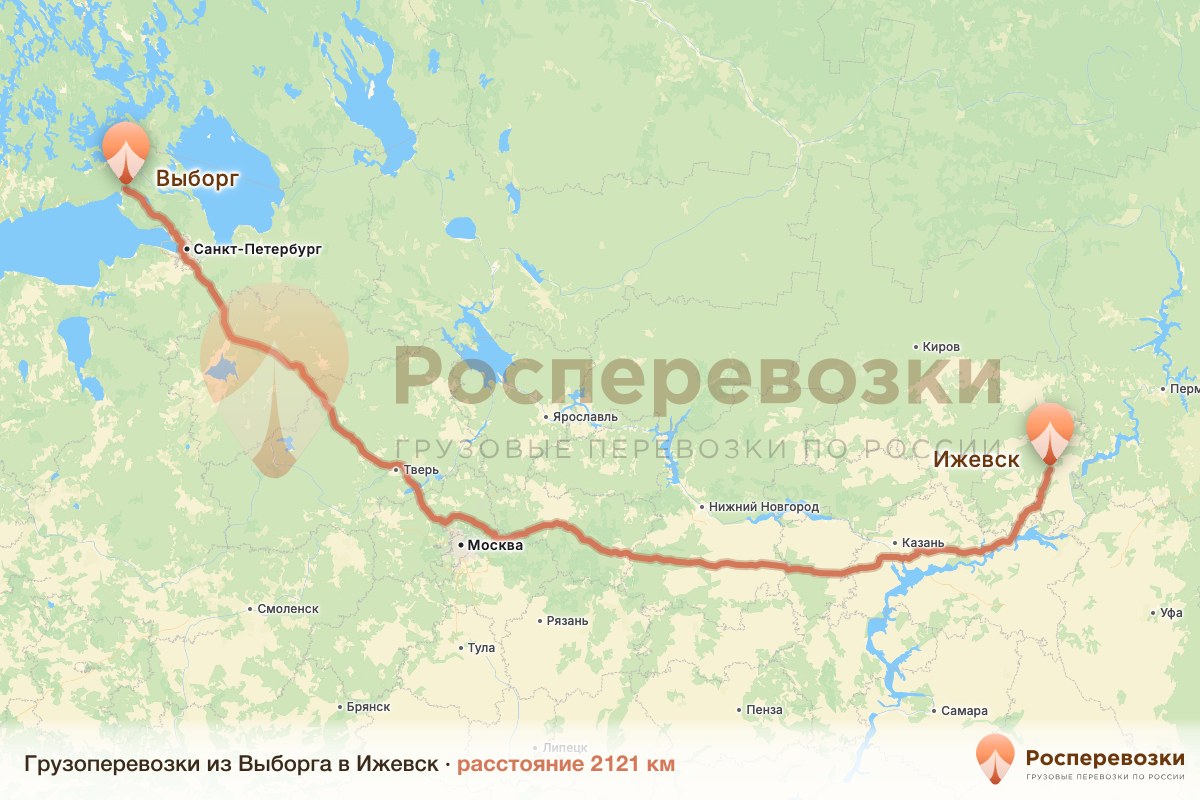 Грузоперевозки Выборг Ижевск