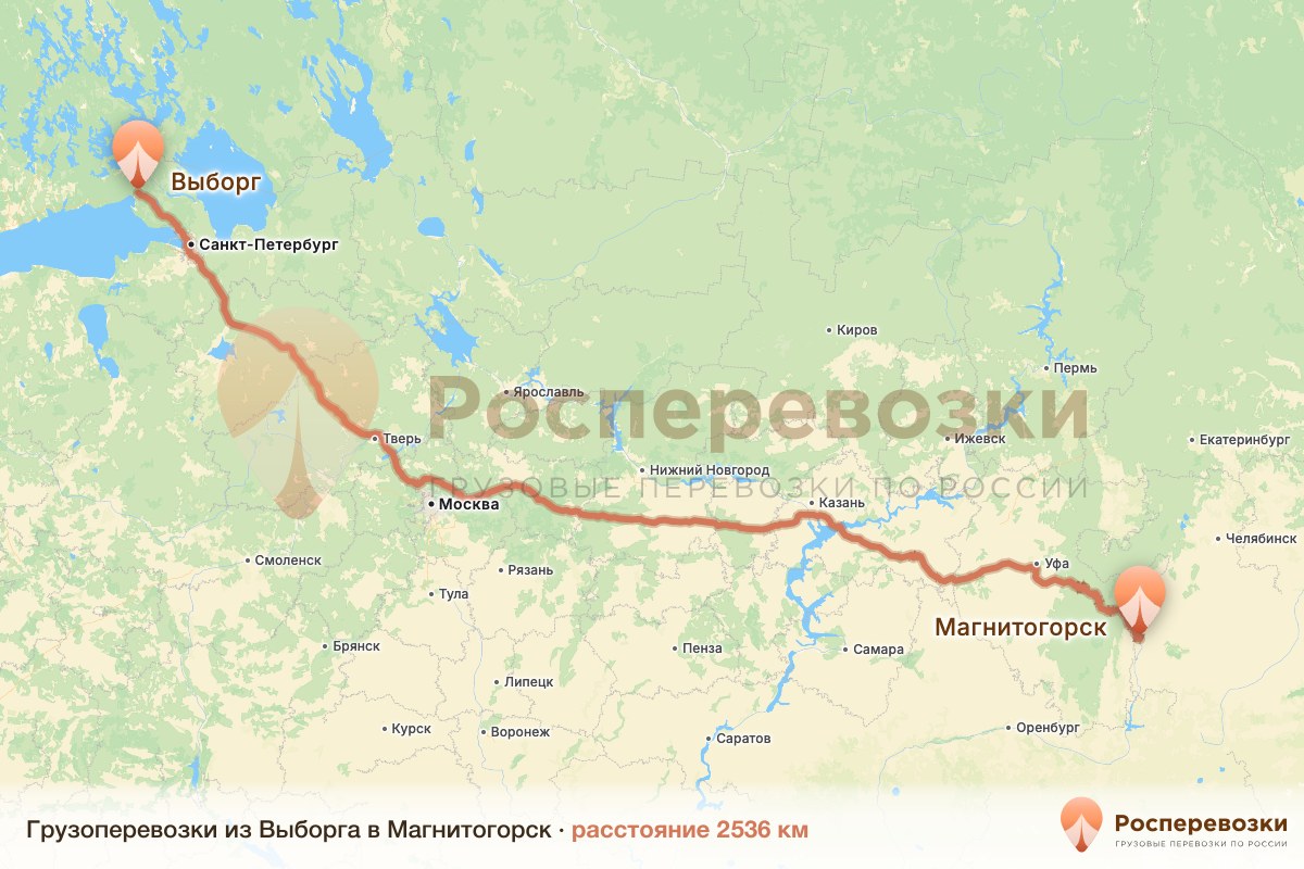Грузоперевозки Выборг Магнитогорск