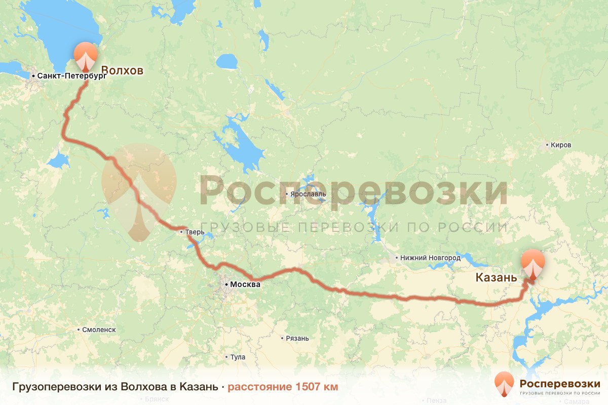 Грузоперевозки Волхов Казань