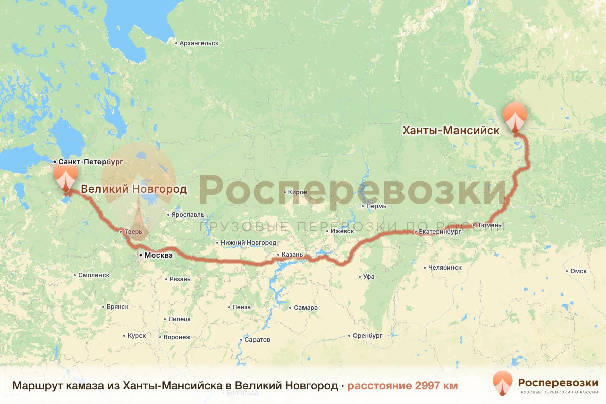 Камаз Ханты-Мансийск Великий Новгород