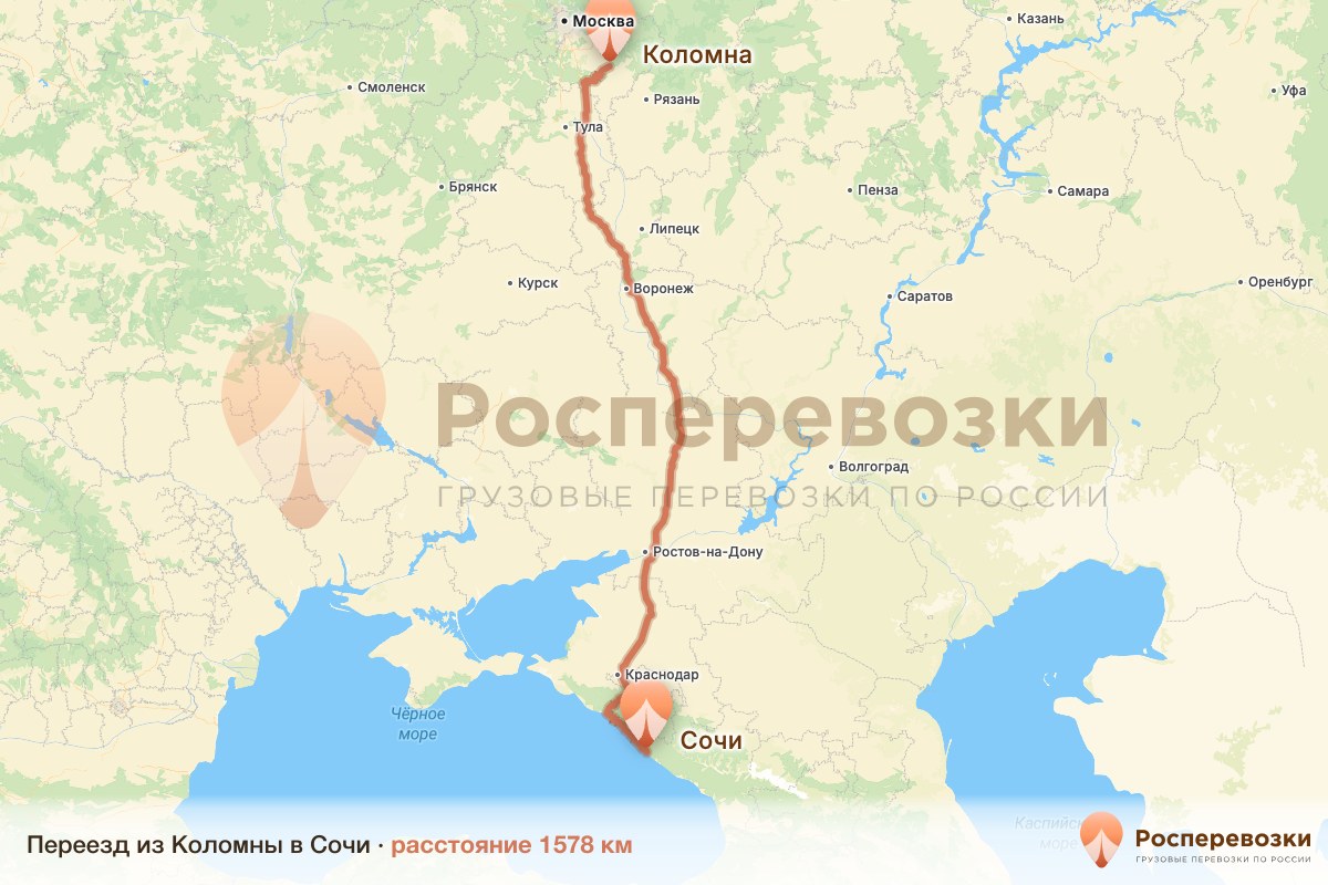 Переезд Коломна Сочи
