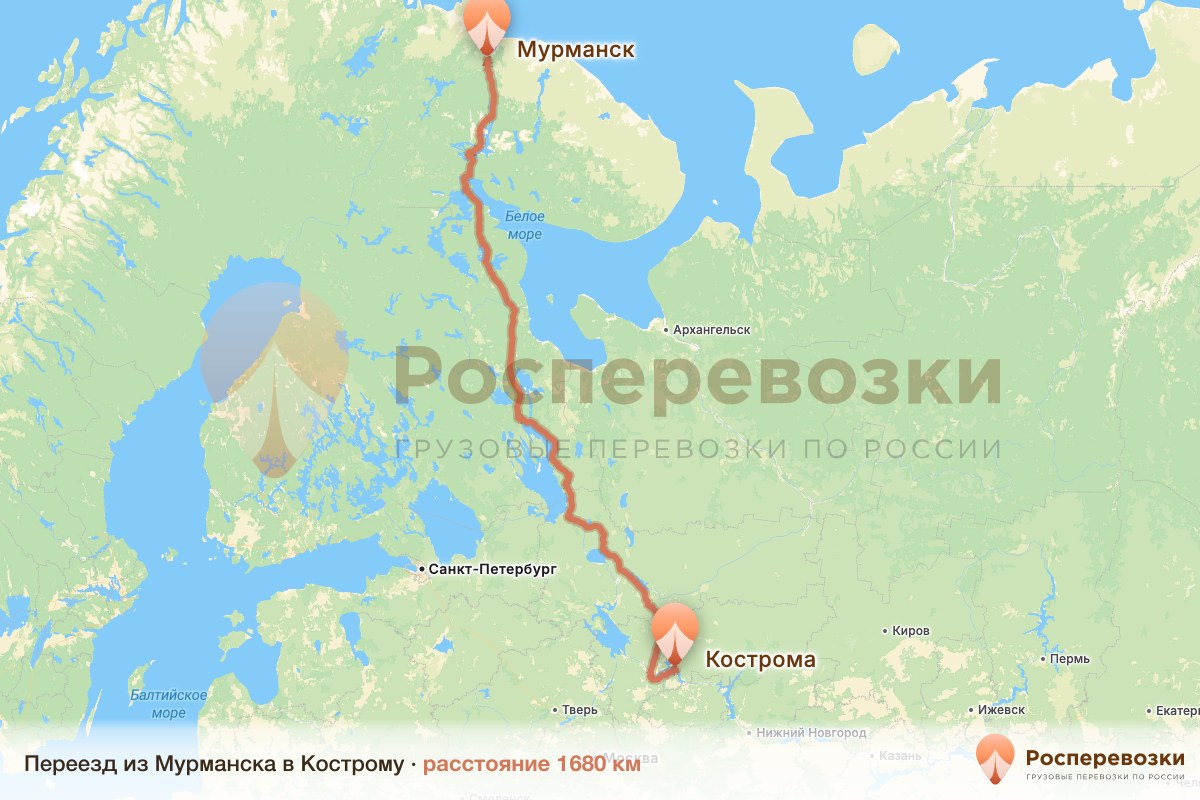 Переезд Мурманск Кострома