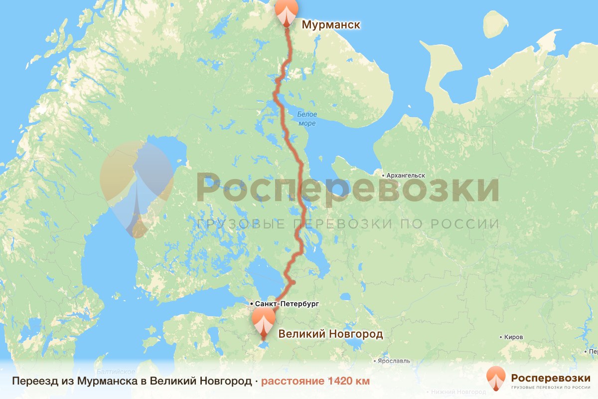 Переезд Мурманск Великий Новгород