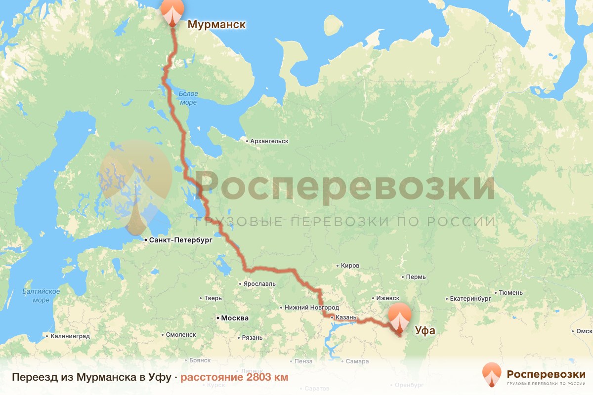 Переезд Мурманск Уфа