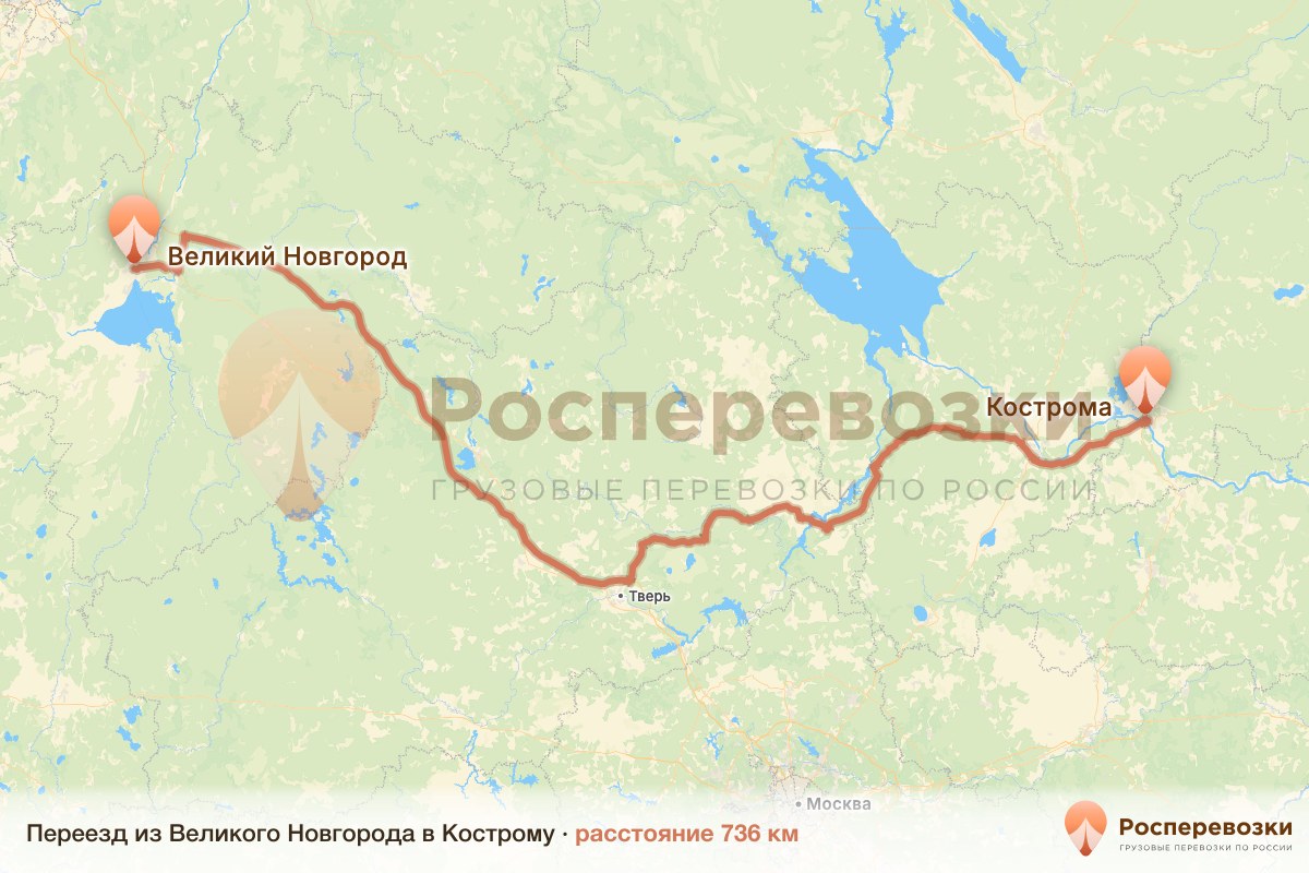 Переезд Великий Новгород Кострома