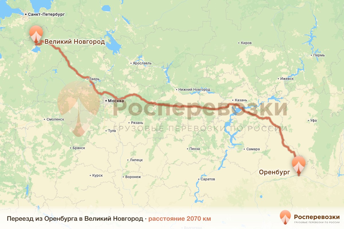 Переезд Оренбург Великий Новгород