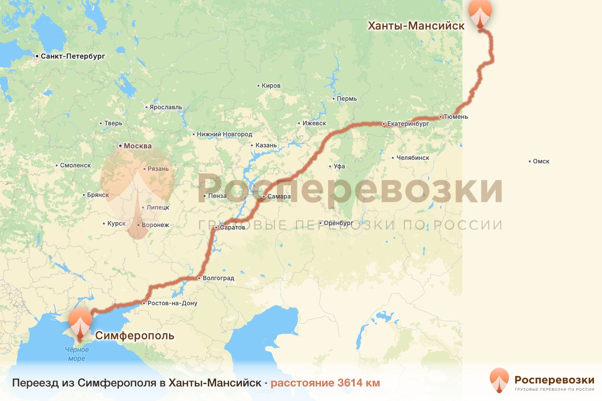 Переезд Симферополь Ханты-Мансийск
