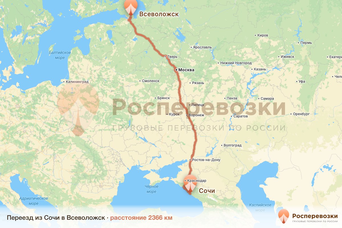 Переезд Сочи Всеволожск